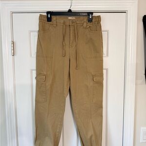 Women's Khaki Tan Cargo Utility Pant, Jogger Leg.